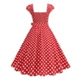 thumbnail image 6 of Sexlip Womens Red Polka Dot Fit Flare Dress Square Neck Design Lightweight Fabric Relaxed Silhouette for Party Wear Red XXL, 6 of 9