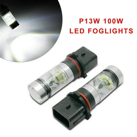 

TOTMOX 2pcs P13W 100W H16 LED Bulb Sidelight Daytime Running Fog Light DRL White 6000K
