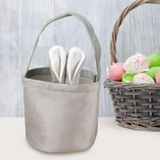 Adorable Easter Bunny Bag Nursing Decorations Store Candy, Biscuits, Chocolate, Jewelry, Lipstick, Earphones, Toy Reusable Bunny Ears Basket Gray
