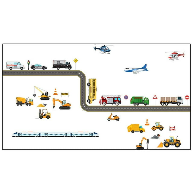2 piezas de calcomanías de pared de cartón para tractor, excavadora, pegatinas de pared para habitación infantil, arte de pared Vehículos