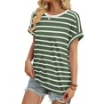 thumbnail image 3 of Camisetas de verano WIHOLL para mujer, rayas verdes, talla XL, 3 of 4