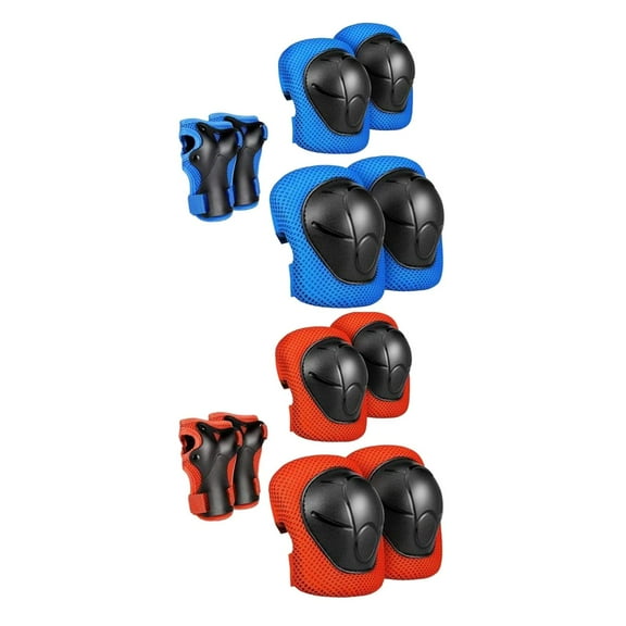 Pitycbo Pads Comfortable Safe Skating Ski Riding Wrist Elbow Knee Red Blue
