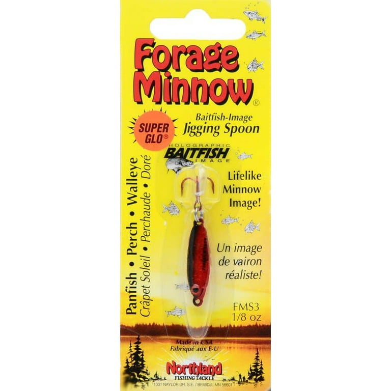 Northland Tackle Forage Minnow Spoon, Freshwater, Super-Glo Redfish 