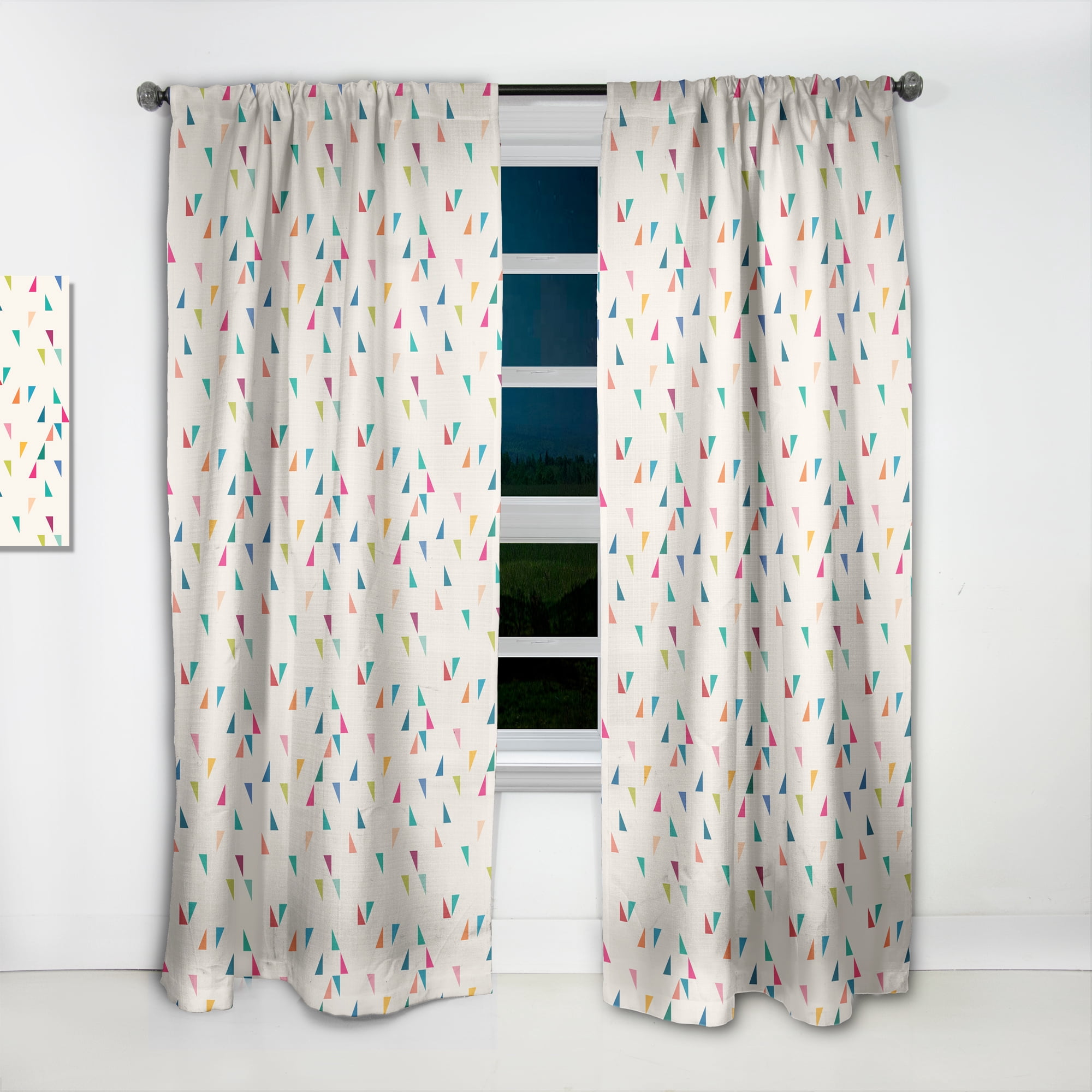Designart 'Abstract Triangular Shape Retro Pattern I' Mid-Century Modern Curtain Panel