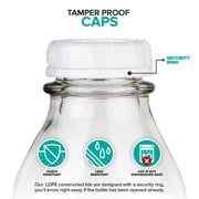 32 oz Glass Milk Bottles w/ 3 white caps (1 pack) - Food Grade Milk Jars with Lids - Dishwasher Safe - Bottles for Milk, Buttermilk, Honey, Maple Syrup, Jam, Barbecue Sauce