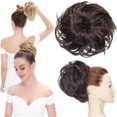 thumbnail image 2 of Benehair Messy Curly Hair Extensions Bun Scrunchies Wrap on Ponytail Updos Large Thick Donuts Hairpiece for Woman, 2 of 8