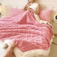 thumbnail image 6 of ROSEKIND Luxury Diamond Jacquard Sherpa Throw Blanket, Ultra Soft Reversible Fleece Bed Blanket for Couch & Sofa, Warm & Decorative, 80"x90", Blush Pink, 6 of 8