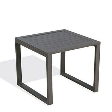 Ulax furniture Aluminum Patio Side Table - Square Outdoor End Table for Coffee & Bistro Use (Taupe)