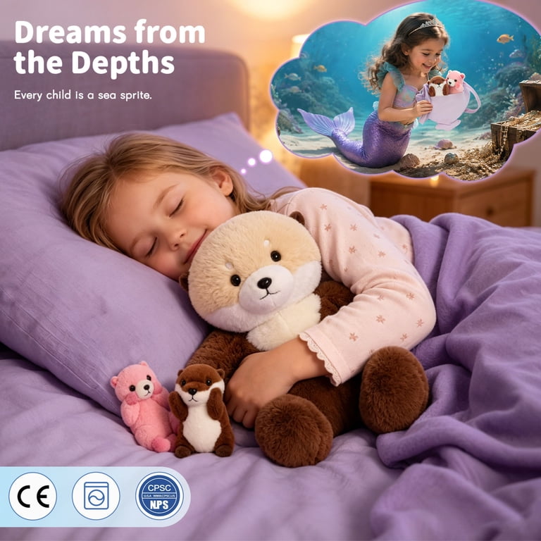 Tezituor Sea Otter Family 4-Piece Plush Set with Shell Backpack photo 8