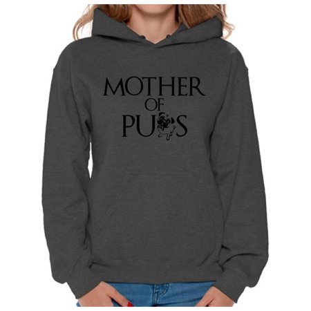 Awkward Styles Women's Mother Of Pugs Graphic Hoodie Tops Pet Loving Mom