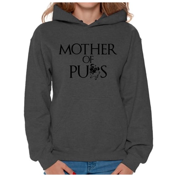 Awkward Styles Women's Mother Of Pugs Graphic Hoodie Tops Pet Loving Mom