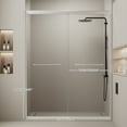 thumbnail image 3 of Wiilayok 56-60 in. W x 72 in. H Double Sliding Shower Door, Semi-frameless Bypass Bathroom Sliding Door with 1/4" (6mm) Tempered Glass for Walk-in Shower, Brushed Nickel, 3 of 8