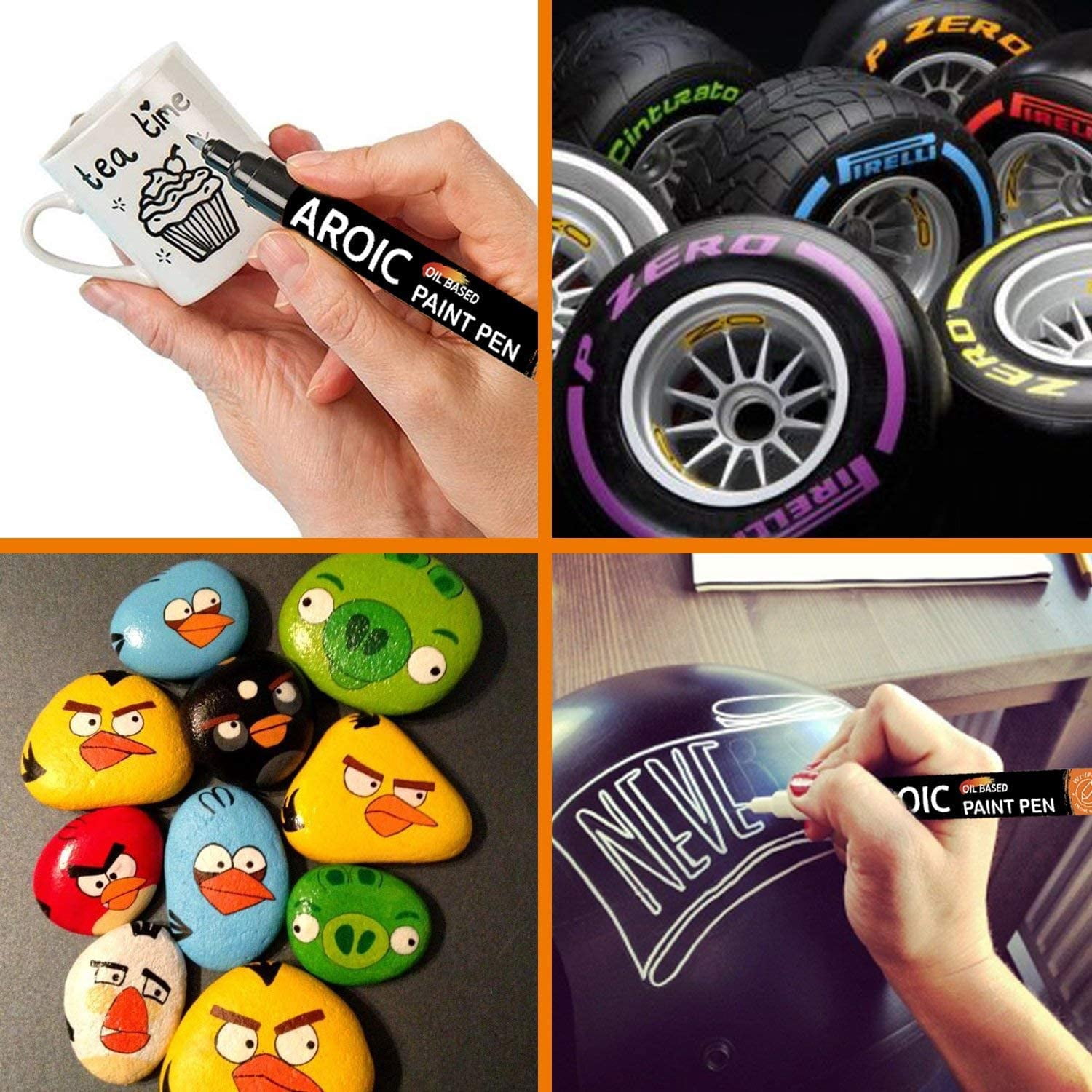48 Pack Oil-Based Paint Markers Medium Tip - Low Odor Rock Painting Pens for Wood, Metal, Plastic, Glass, Canvas, Ceramic Surfaces | 2025 Artist Professional Kit