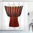 thumbnail image 1 of Drums Shower Curtain, Pattern of a Tamtam Drum Ornamented Handcraft Traditional Elements, Fabric Bathroom Set with Hooks, 69W X 70L Inches, Burgundy White Charcoal Grey, by Ambesonne, 1 of 3