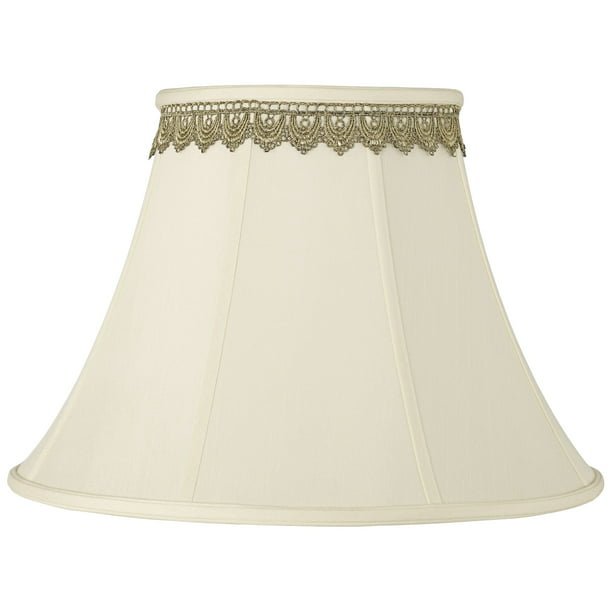 Bell Lamp Shade With Gold Lace Trim, 18 Lamp Shade White Gold