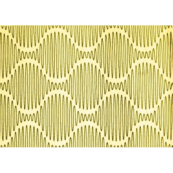 Ahgly Company Indoor Rectangle Abstract Yellow Contemporary Area Rugs, 3' x 5'