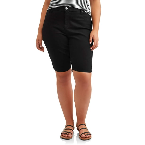 women's plus size denim bermuda shorts