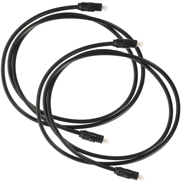 PTOOTP 2Pcs Digital Optical Audio Cable Black Square Interface Fiber Cord for Game Console and Audio Devices