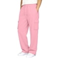 thumbnail image 4 of ZHOGXU Trendy Solid Color Elastic Waist Drawstring Cargo Jogger Wide Leg Kids Girls Pants With Pocket Comfortable Everyday Wear, 4 of 6