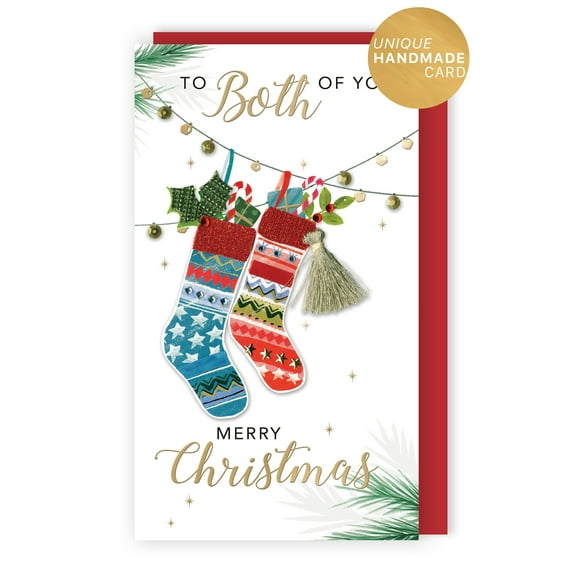 Second Nature Handmade Christmas Card with Champagne Stockings Design for Both of You