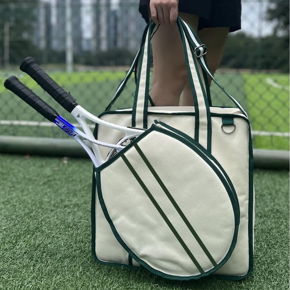 Tennis Tote Bag with Racket Cover Large Capacity Sports Shoulder Bag for Court Travel
