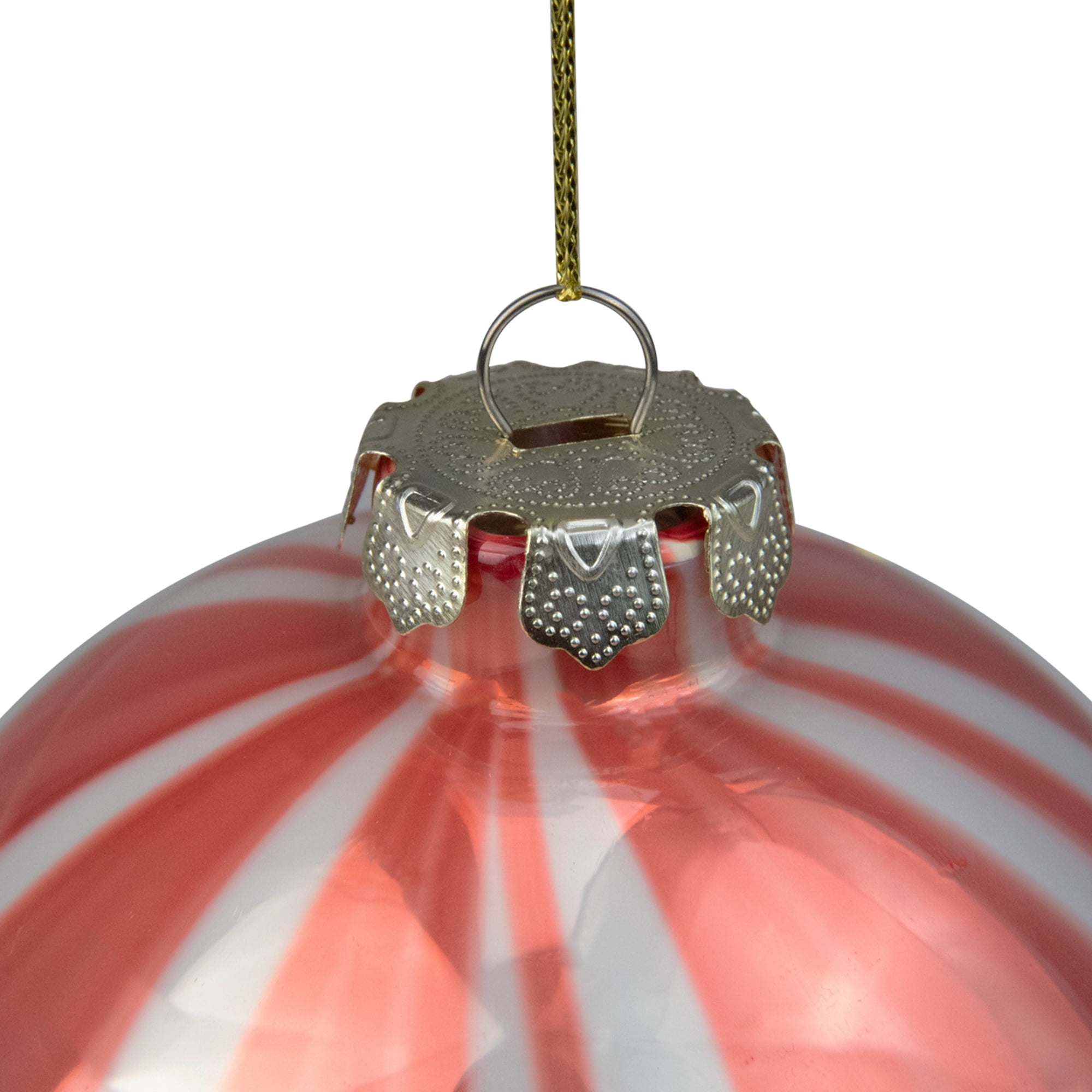 4" Pink and White Marbled Glass Ball Christmas Ornament