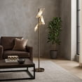 thumbnail image 6 of 62 Inch Floor Lamp, 3 Cylindrical Glass Shades, Antique Brass, Gold, 6 of 7