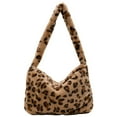 thumbnail image 1 of Animal Pattern Shoulder Underarm Bag Women Plush Top-handle Handbag (4), 1 of 9