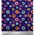 thumbnail image 1 of Soimoi Japan Crepe Satin Fabric Dot,Star & Donut Food Print Fabric by The Yard 42 Inch Wide, 1 of 1