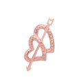 thumbnail image 2 of Aone Jewelry Engagement Necklace for Women 0.01 Carat Arrow Double Heart Diamond Pendant 4 prongs 10K Rose Gold With 18'' Chain, 2 of 6