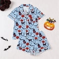 thumbnail image 2 of Likimi Toddler Girls Halloween Pajamas Set Short Sleeve Hallowmas Cartoon Print Lapel Button Down Pjs Tops With Shorts For Party Casual Homewear, 2 of 9