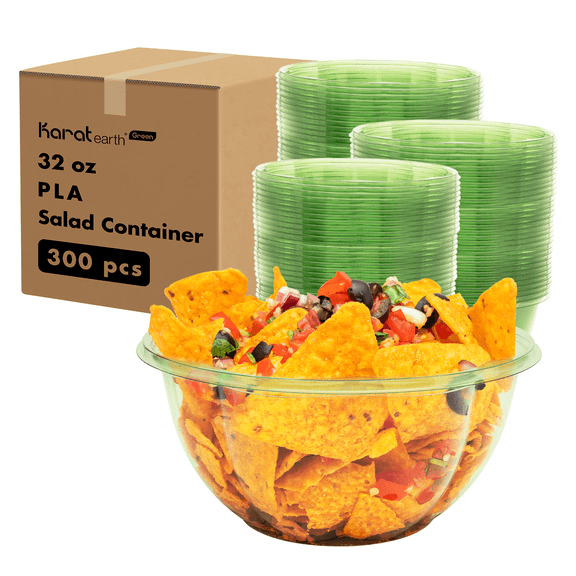 Karat Earth PLA 32 oz Salad Container (175 mm), Green - 300 pcs