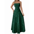 thumbnail image 3 of Women'S Maxi Dress Jacquard Formal Evening Gown Elegant Wedding Guest Party Dress Dark Green M, 3 of 7