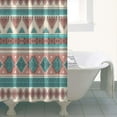 thumbnail image 5 of Small Stall Narrow Shower Curtain 36"W x 72"L – Tropical Bohemian Leaves, Mid-Century Abstract Boho Botanical Bathroom Decor, Vintage Floral Palm Leaf Pattern, Rustic Tribal Folk Style, 5 of 5