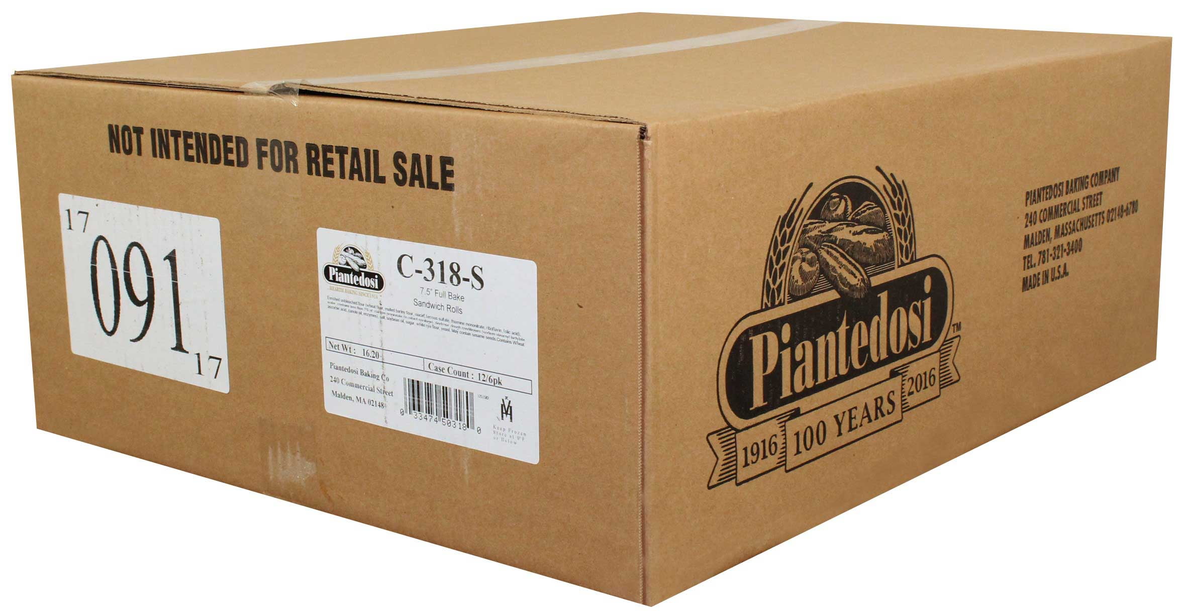 Piantedosi Sliced Sandwich Roll - 6 count per pack -- 12 packs per case
