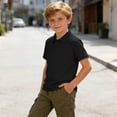 thumbnail image 6 of 3 Pack Boys Girls Polos T-Shirts Unisex Kids School Uniform Plain Short Sleeve Shirt Summer Tops Cotton Tees Shirts Indoor Outdoor Sports Wear Soft School Tshirts for Children Age 3-17 Years, 6 of 7