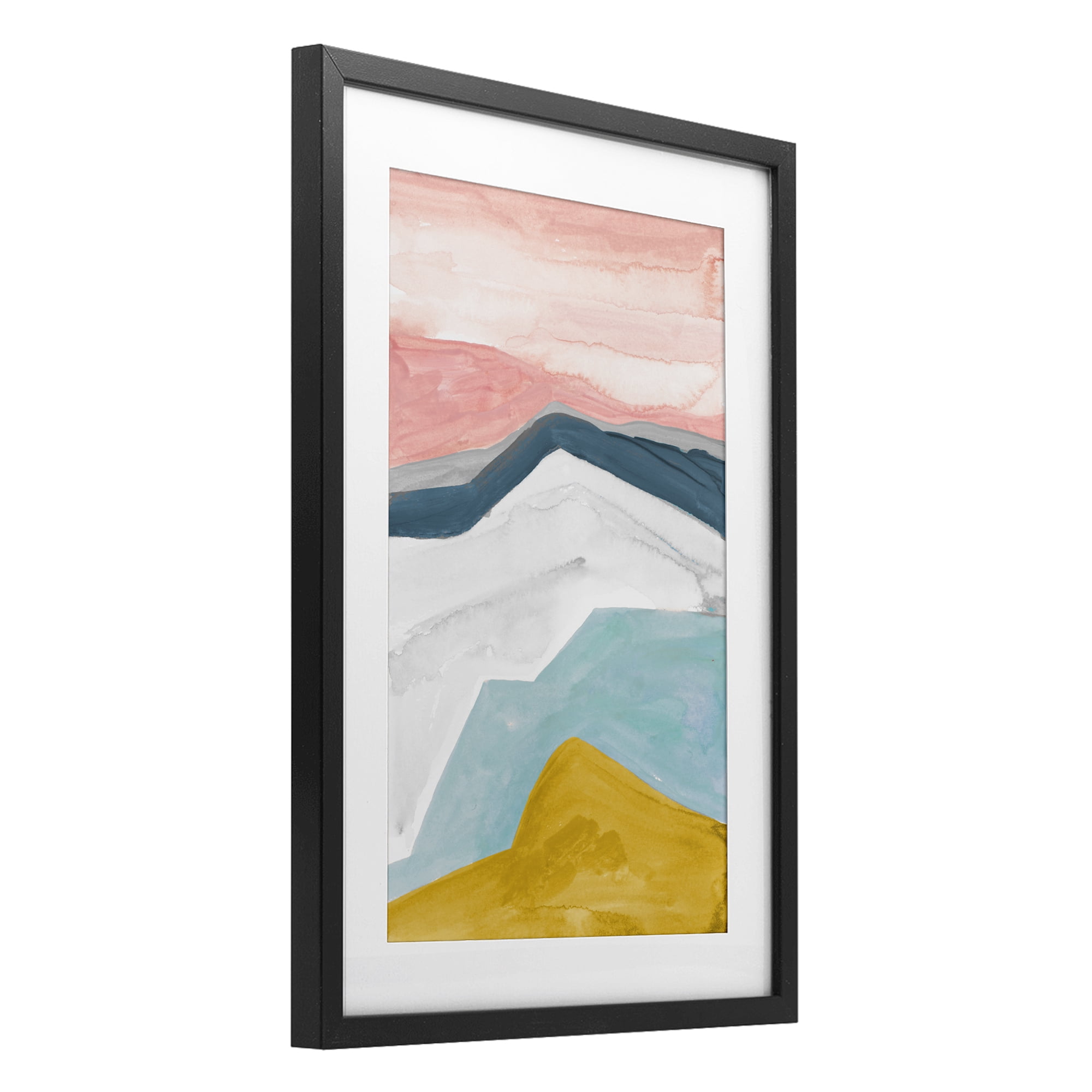 Stupell Industries Pastel Geometric Mountains Black Framed Print Under Glass, design by B. Danelle