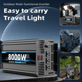 thumbnail image 3 of 8000 Watt Pure Sine Wave Power Inverter 12V DC to 110V 120V Converter for Family RV Off Grid Solar System Car with Type-C Ports 3 AC Power Outlets USB Ports LCD Display and Remote Control,Black, 3 of 4