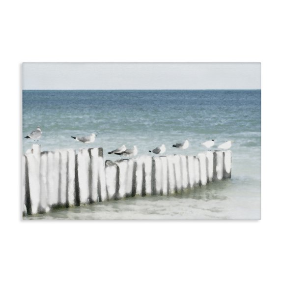 Stupell Industries Tropical Gulls Waiting Beach Scene Canvas Art, 24 x 16, by Noah Bay