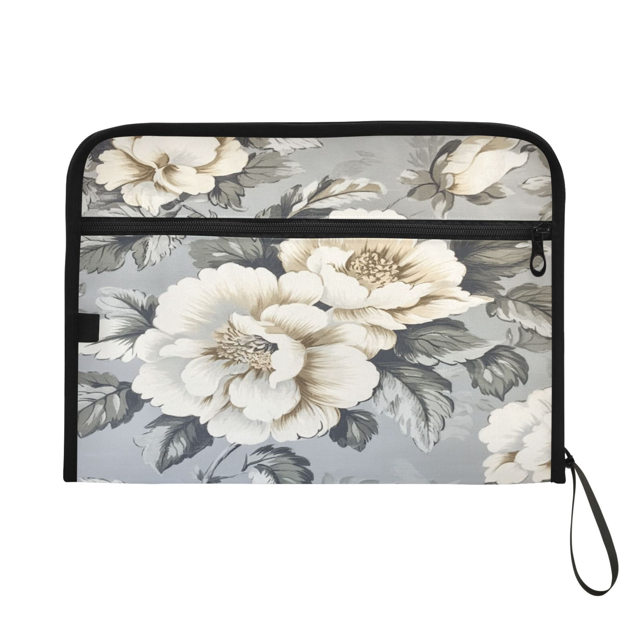 WOBOGO White Peony Pattern Expanding File Folder Letter Size Accordion Filing Organizer 13 Pocket Separate Organ Pocket