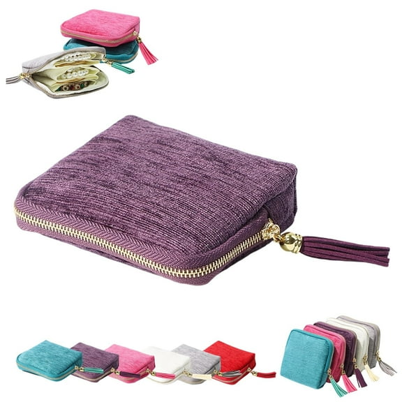 Kcolen Layered Fringe Jewelry Organizer Pouch for Travel Storage With Five Secure Compartments And