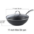 thumbnail image 2 of Cooks Standard Flat Bottom With Lid 11-Inch Hard Anodized Nonstick Wok Stir Fry Pan, Black, 2 of 5