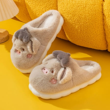

Mens Couples Cotton Slippers Autumn Winter Home Warm Shoes Plus Velvet Thick Bottom Cotton Slippers