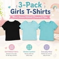 thumbnail image 7 of Btween Active Girls T-Shirts 3 Pack – Short Sleeve Ribbed Crewneck Tees, Soft Stretch Casual Everyday Tops for Girls, 7 of 7