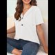 thumbnail image 5 of Blusas de Verano para Mujer, de Punto Gofre, de Corta, con Cordón, Sudaderas con Botones y Cuello en V, Blusas Informales, Camisas. XL, 5 of 9