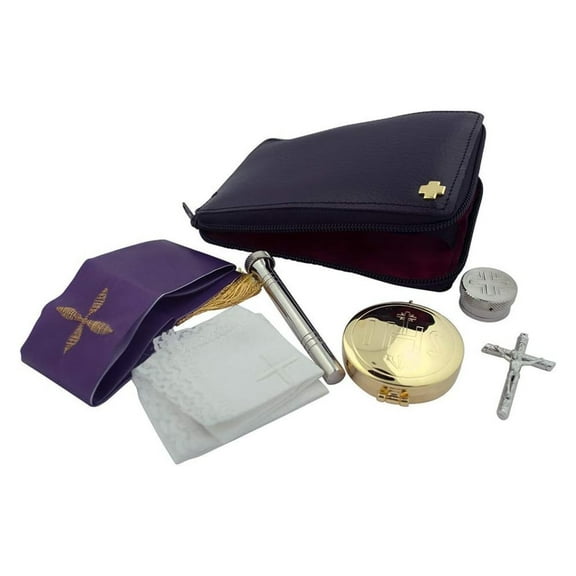 Pastoral Sick Call Set | Comes with Case | 6 Different Sets | Grey or Black | Church Goods (Large Black Set)