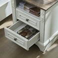 thumbnail image 7 of BOSHIRO Farmhouse Side Table with Charging Station, 2 Drawer Nightstand for Bedroom, Carved Design, Antique White, 7 of 7