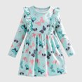 thumbnail image 2 of JUMEYU Little Girls Cotton Long Sleeve Cartoon Appliques Summer Casual Dress 3T 4T (Green,3-4 Years), 2 of 8
