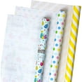 thumbnail image 6 of Easter Wrapping Paper Roll, Happy Easter with Easter Bunny & Egg/Stripe in Yellow & White/Colorful Dot Print for Gift Wrap, Craft, with Cut Lines, Mini Roll, 17 x 120 inches, 3 Rolls, 6 of 14