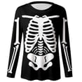 thumbnail image 4 of Halloween Shirts for Women Skeleton Print Long Sleeve Casual Fit Crewneck Tops Fall Outfit, 4 of 4